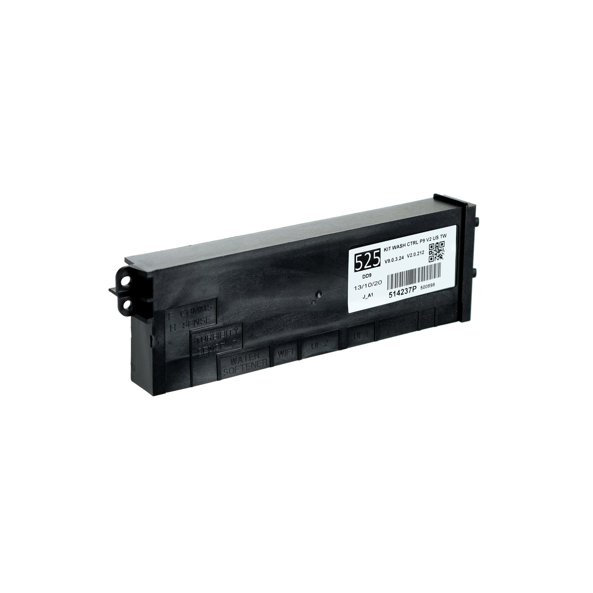 Black printer cartridge with a label on a white background