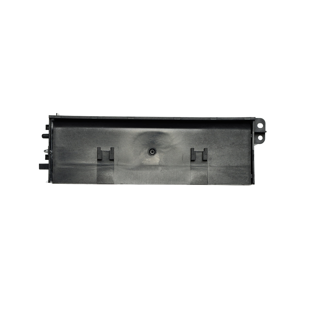 Metallic rectangular component on a white background