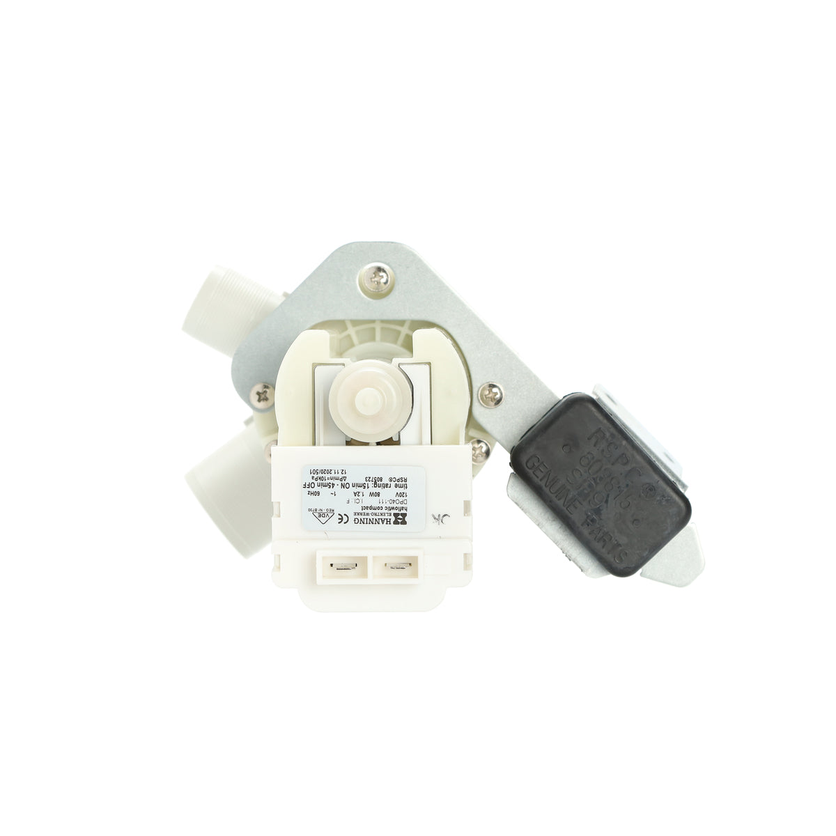Mechanical component with a white and gray color scheme on a white background