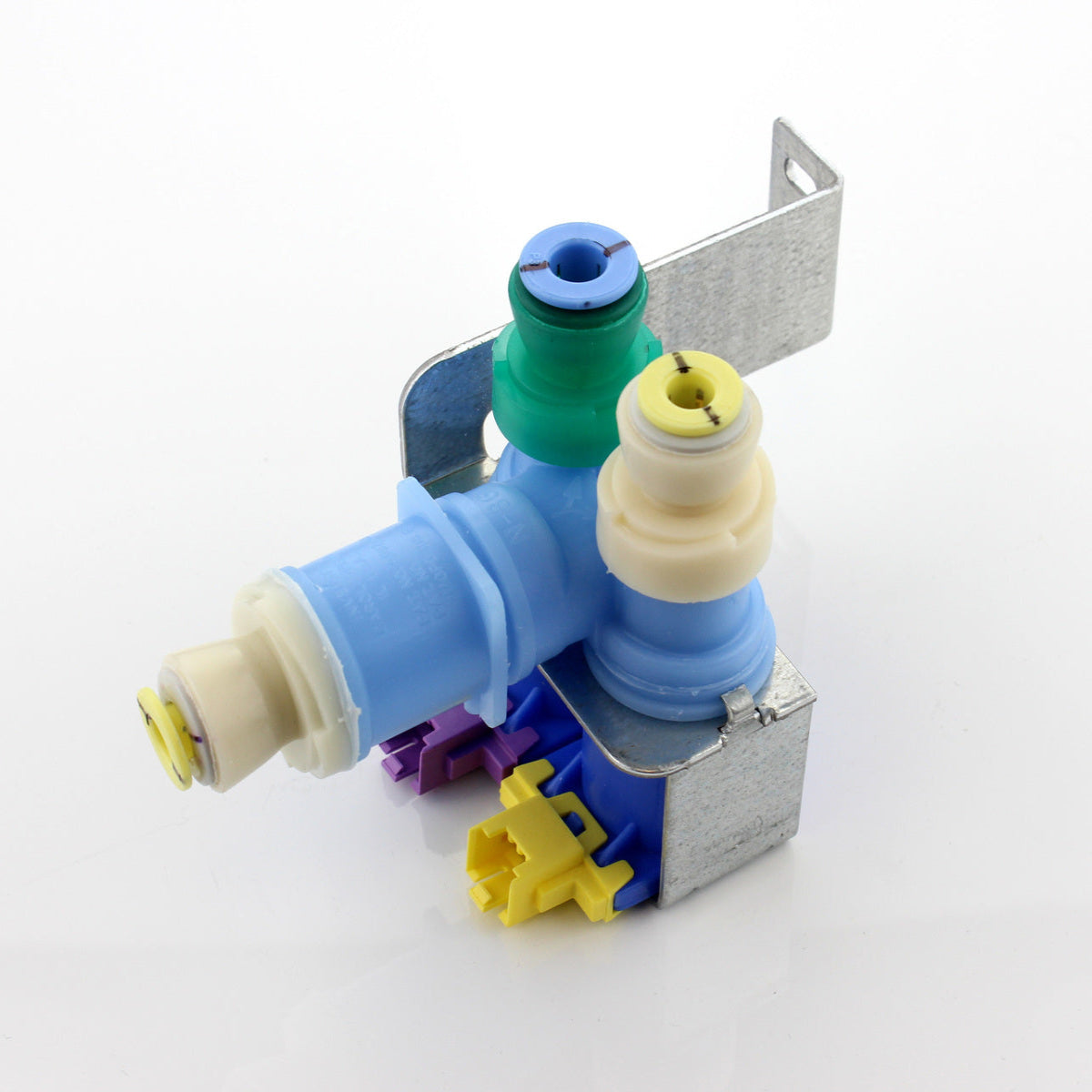 Colorful mechanical component on a white background