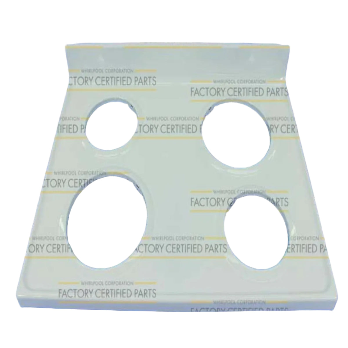White plastic component with four blue circular holes on a blue background, featuring 'Factory Certified Parts' branding.