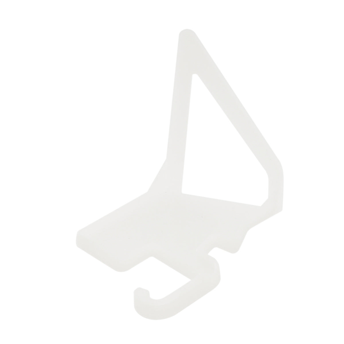 White plastic tool with a hook on a white background