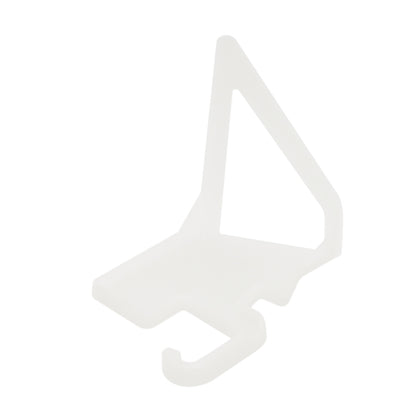 White plastic tool with a hook on a white background