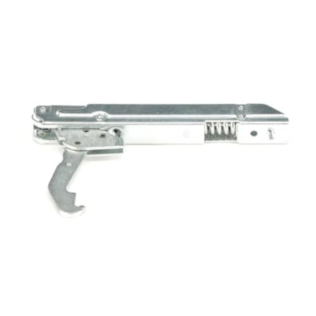 Metallic door handle on a white background