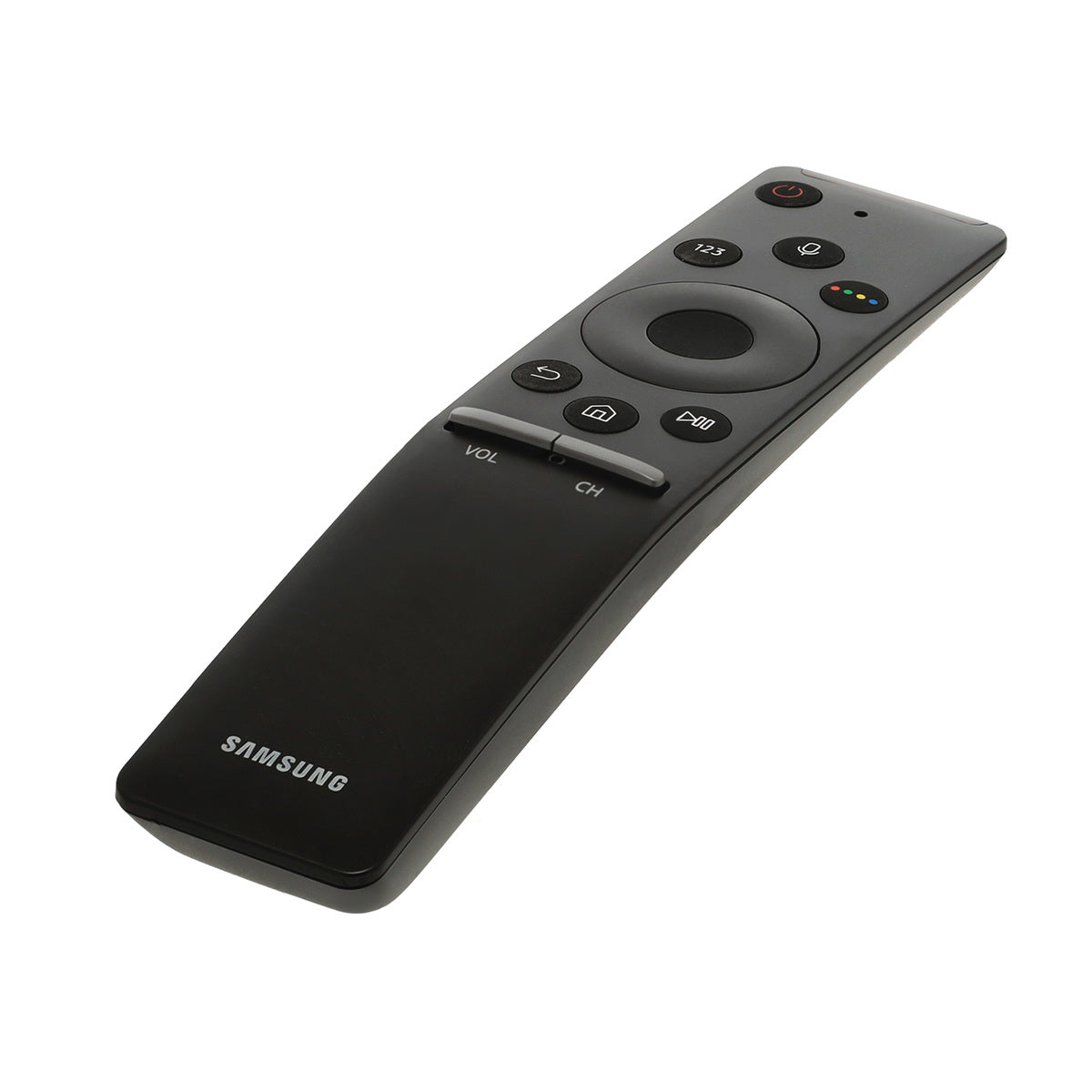 Black Samsung remote control on a white background