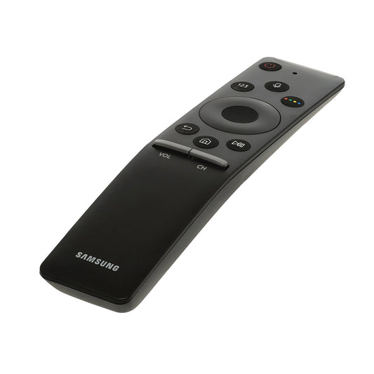 Black Samsung remote control on a white background