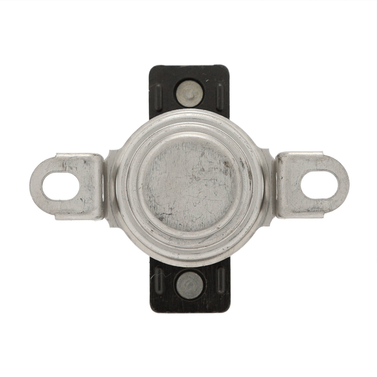 Mechanical component with metallic and black parts on a white background