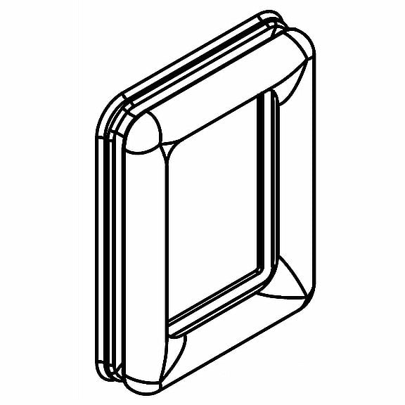 Line drawing of a rectangular object with rounded edges on a white background