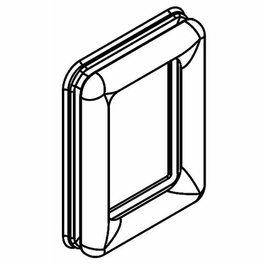 Line drawing of a rectangular object with rounded edges on a white background
