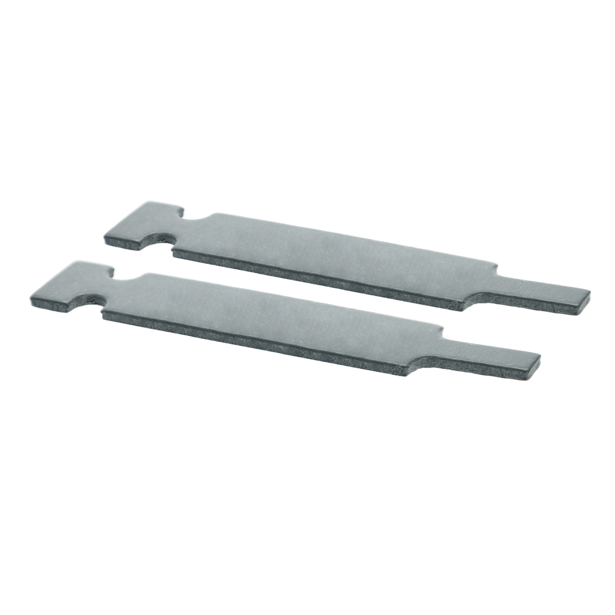 Two metallic tools on a white background