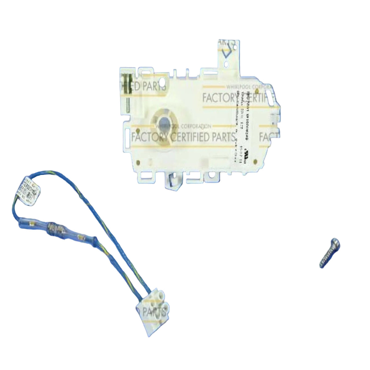 Electrical components on a blue background with 'Factory Certified Parts' text.
