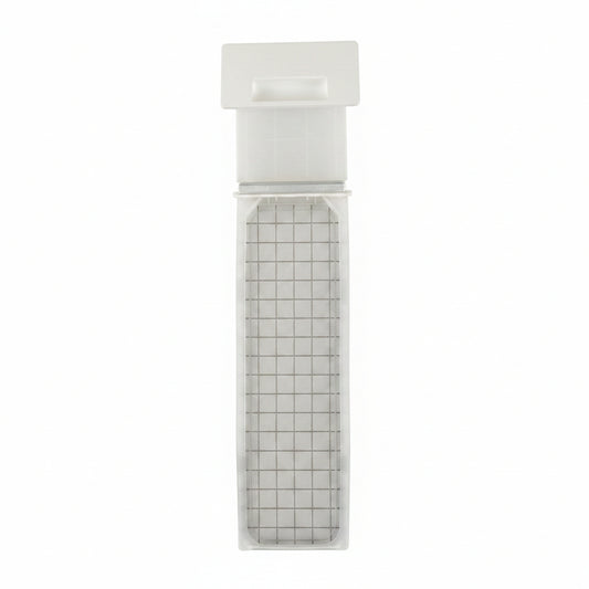 Rectangular plastic component on a grid background