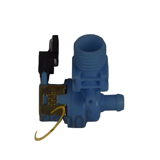 Blue mechanical valve on a grid background with Whirlpool logo.