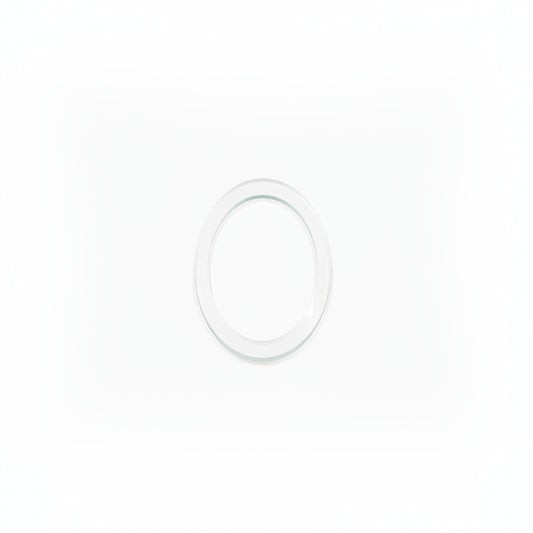 Clear circular object on a grid background