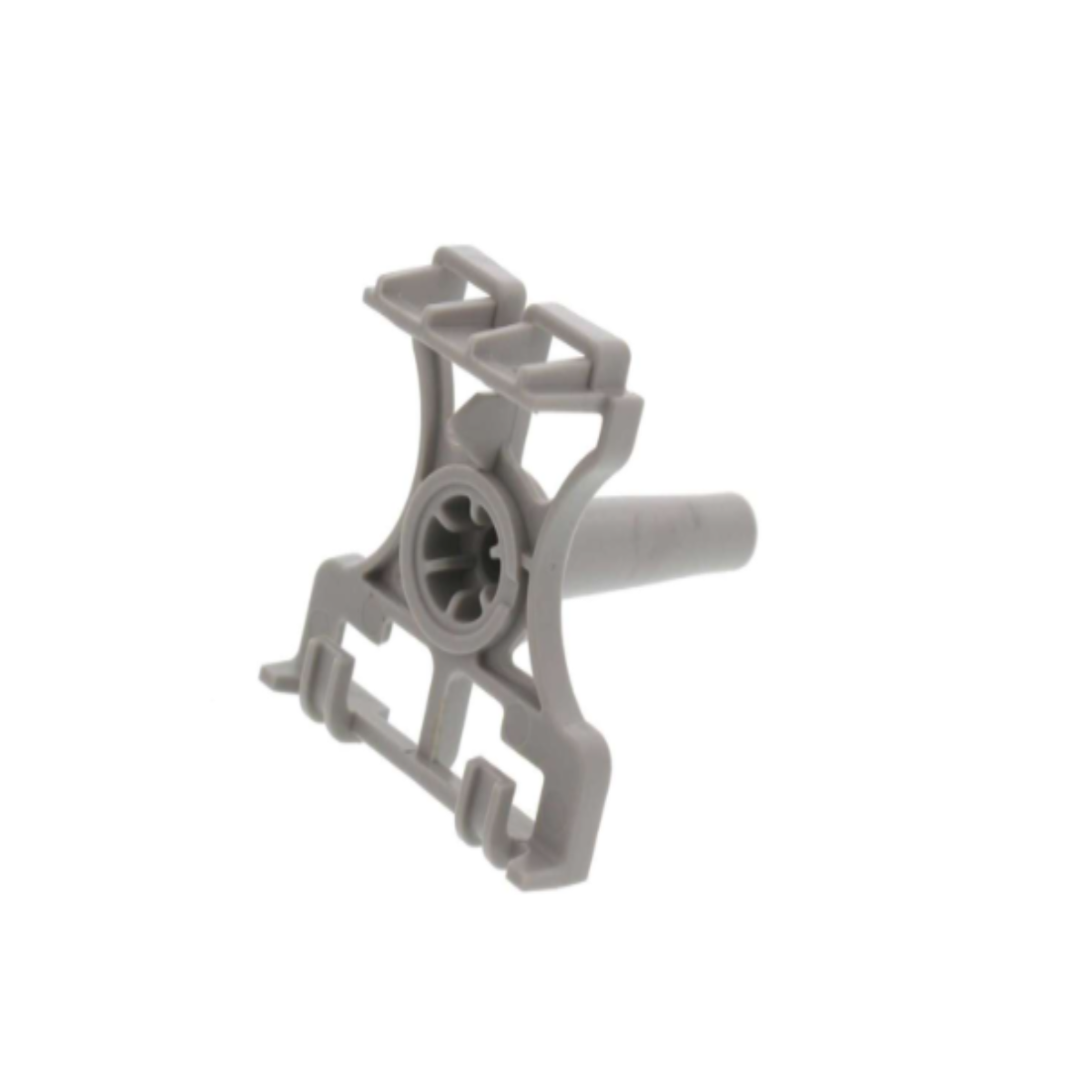 Gray plastic component on a white background