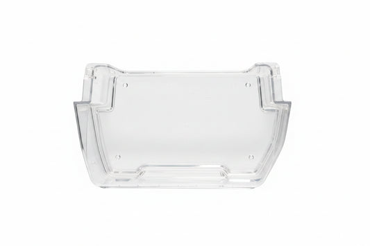 Clear plastic component on a grid background