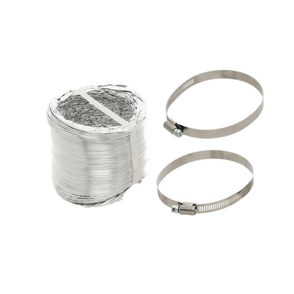 69033 4" x 8' Universal Dryer Venting Kit - Eastman Flexible Aluminum Foil Dryer Vent with Worm Gear Clamps - Appliance Parts Canada