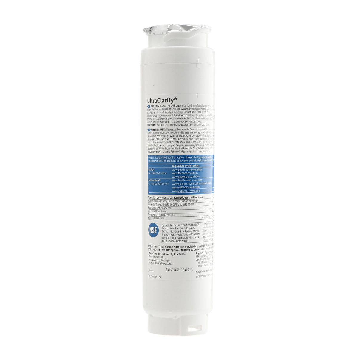 Bosch 11048053 UltraClarity Water Filter 3 Pack - Appliance Parts Canada