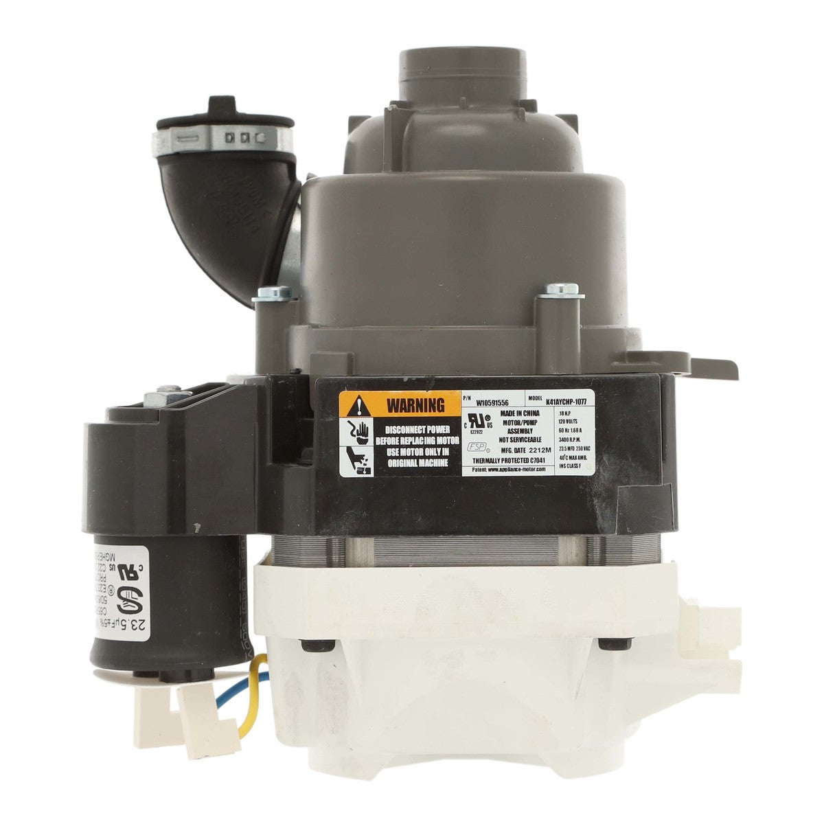 W10815709 Whirlpool Dishwasher Pump Motor Assembly - Appliance Parts Canada