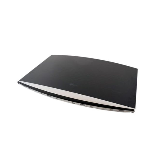 Black electronic device with a silver base on a white background