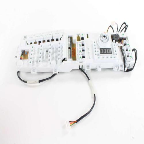 White electronic device with various components on a white background